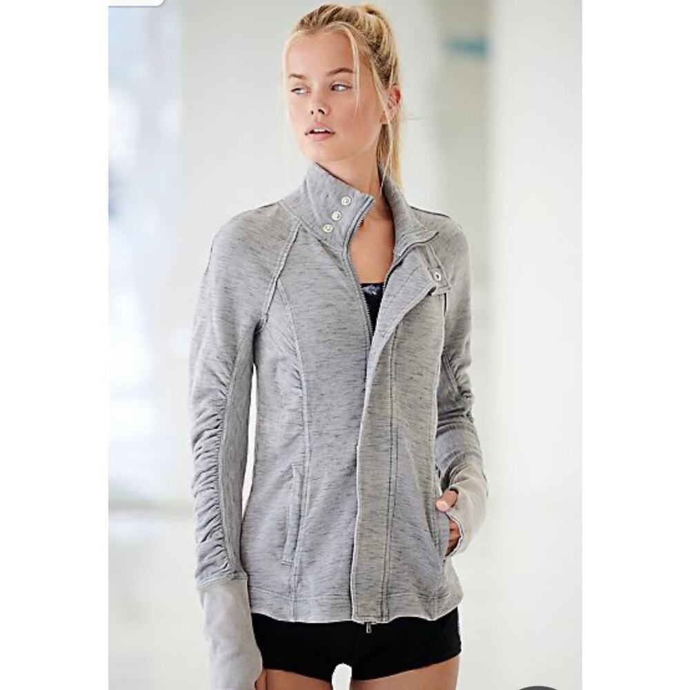 Free People Movement Cool Zip Jacket Gray‎ Womens Medium Pockets *READ